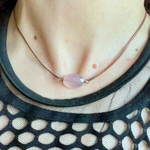 Delicate Rose Quartz Pendant Necklace in Pink